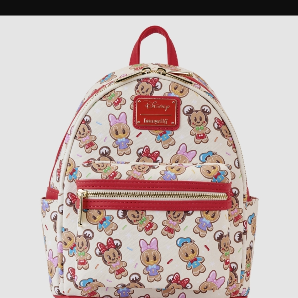 Hard To Find! Exclusiv Mickey and Minnie Gingerbread Loungefly Mini Backpack-NWT - Picture 2 of 8